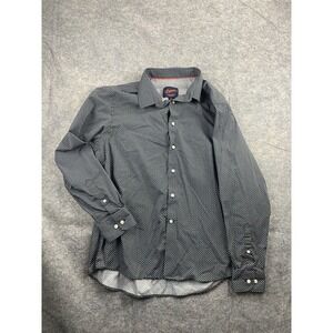 Egara Men's‎ Size XL Slim Fit Stretch Shirt Non Iron Black Polka Dot Old Money